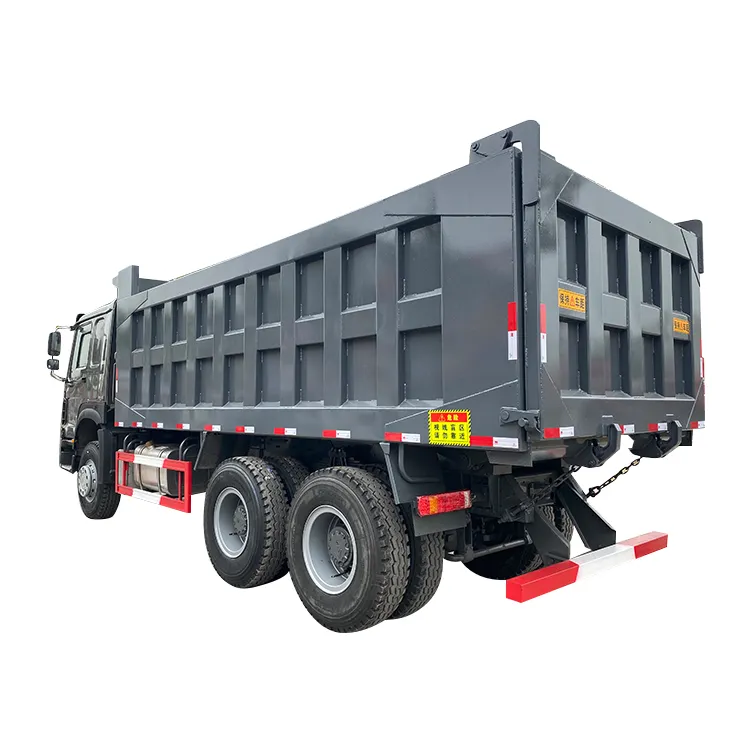 Side view of the HOWO tipper truck - its large body and payload capacity